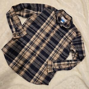 Columbia Men's Plaid Shirt in Navy and Beige